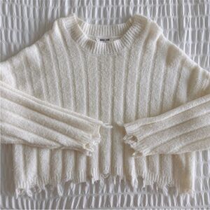 Cream Ribbed Sweater